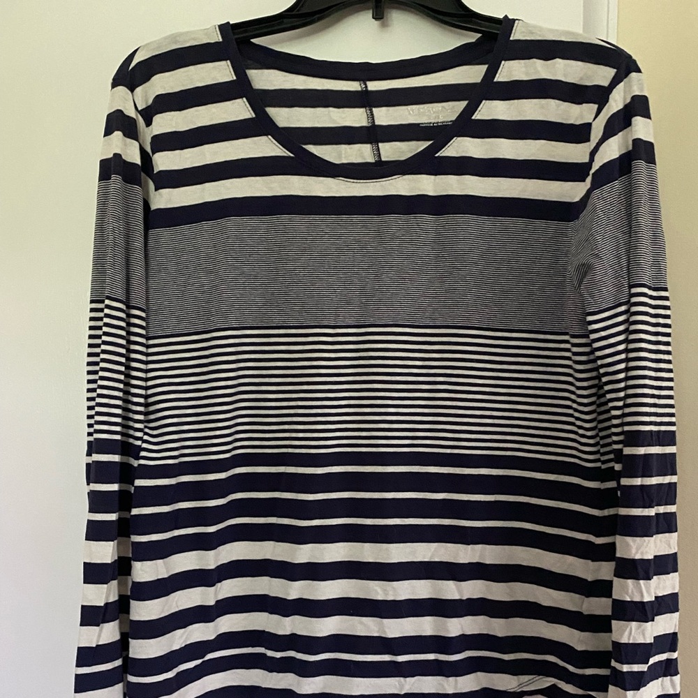 Soft, Stretchy Navy and White Striped Top